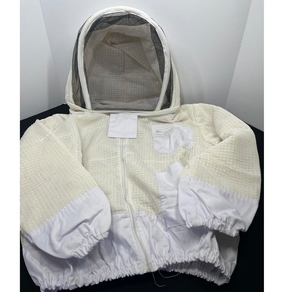 Crystal Ventilated Beekeeper Pullover Jacket Mesh Bee Smock with Fencing Veil